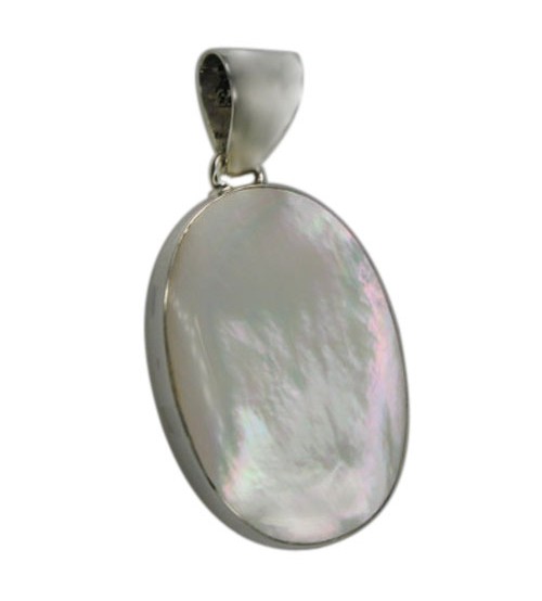 Oval Mother of Pearl Pendant, Sterling Silver